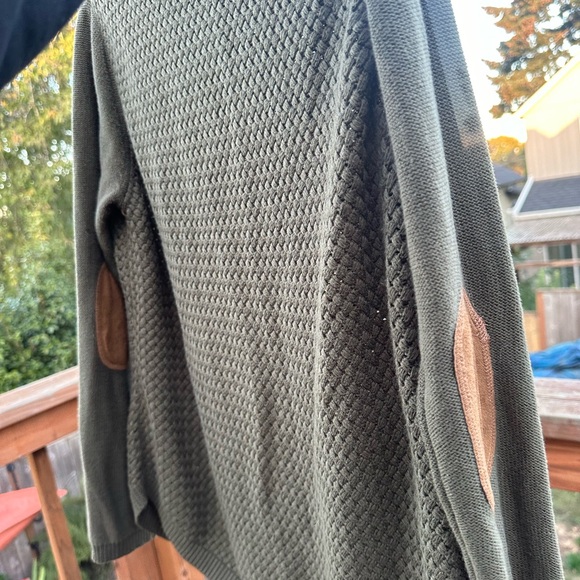 Rugby elbows green knit thin long sleeve sweater - Picture 5 of 10